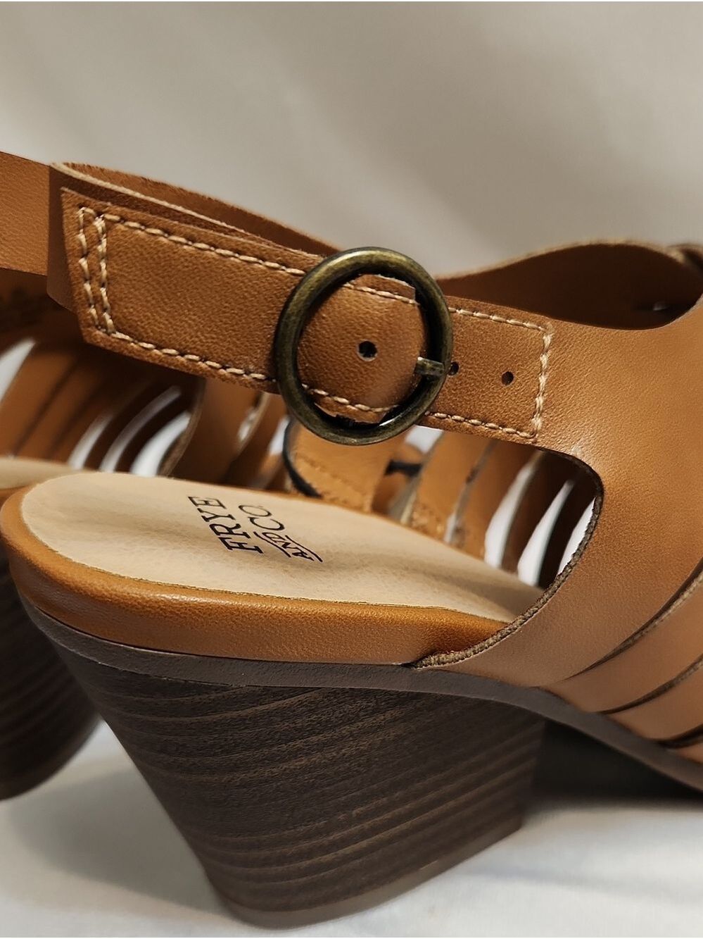 Frye And Co. Galia Brown Strappy Slingback Block Heel Summer Sandals (W Size 6) - Picture 8 of 12